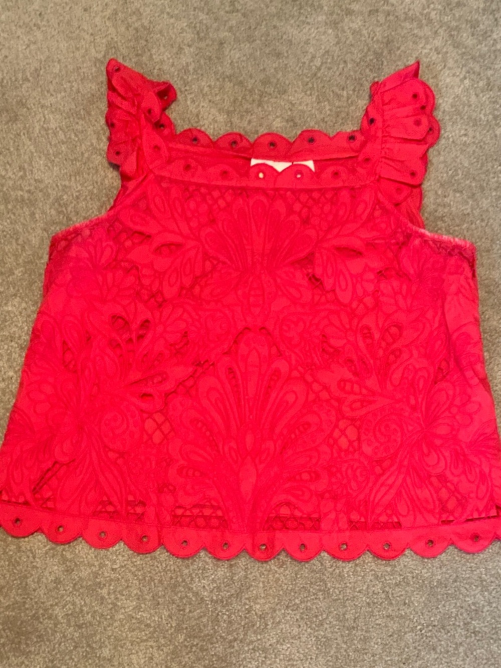 Maeve Bright Red Lace Camisole with Scalloped Edges